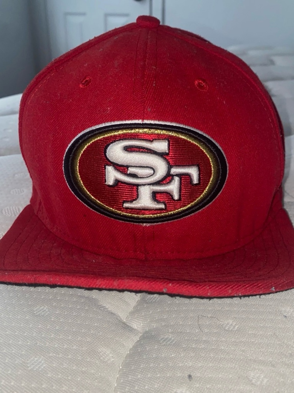 NFL New Era 59FIFTY Red Fitted Hat with Black Trim